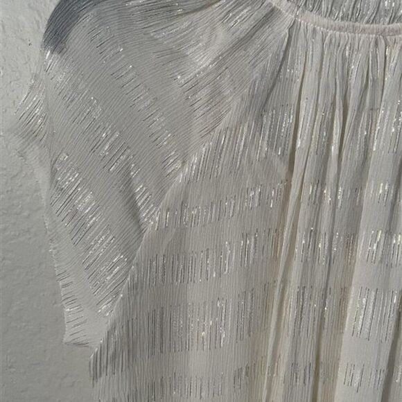 Rebecca Taylor- Gold Striped Cap Sleeve Blouse 100% silk - Picture 7 of 8